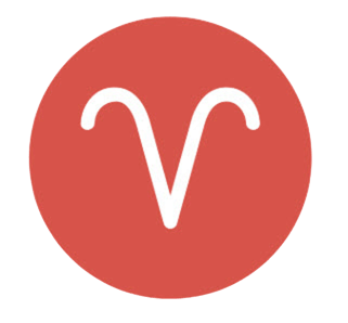 Símbolo rojo con la cabeza de carnero, propio del signo de Aries.